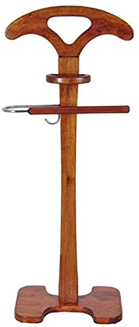WQZStar Garderobenständer, Herrengarderobe mit Tablett und Edelstahlhaken, Herrendiener aus Holz mit Kleiderbügel und Hosenstange für Flur, Ankleidezimmer usw. (Kirsche, 45 x 32 x 145 cm)