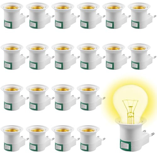Portalámparas E27 Sin Cable Con Interruptor - 20 Piezas Para Bombillas LED, Aplique y Lámpara De Cocina