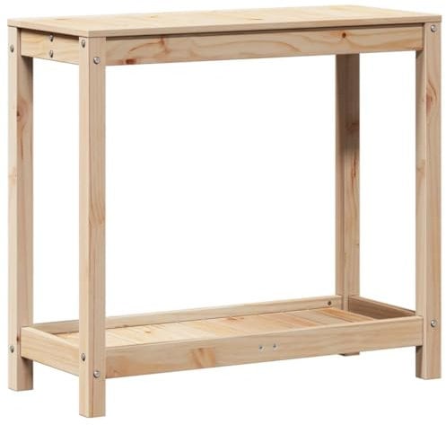 Genérico Tavolo da piantare con ripiano in legno massello pino 82,5x35x75 cm, wenjingqi-832387
