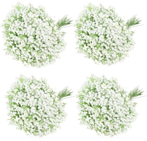 FONBAY 120 Stück Schleierkraut Künstlich wie echt,Künstliche Schleierkränze,Schleierkraut Pflanzen Gypsophila Blumen für Hochzeit Brautsträuße Zuhause Basteln und Dekoration (120DE)