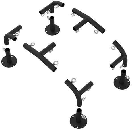 Neorexon 4,5 cm (1 3/8 Zoll) Baldachin-Armaturen für 4-Bein-Carport-Rahmen-Teile, schwarze Baldachin-Rohrverschraubungen mit Ösenschrauben, Carport-Rahmen-Set, niedrige Spitzenverbinder mit