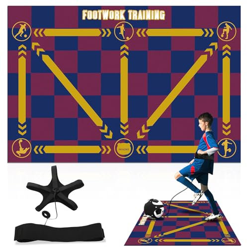 MIAOKE Tapis d'entraînement de Football, Tapis d'entraînement de Pas de Football, de pour Tous Les Niveaux, de Jeu de Jambes de -à Carreaux