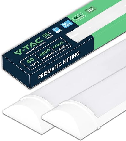 V-TAC 2x Plafoniere LED Lineari da Soffitto 120 CM - 40W - Chip Samsung - 2 Pezzi - Lampada Rettangolare 4800 Lumen IP20 per Parete, Garage, Negozio - Tubo LED Plafoniera - Luce 6400K Bianca Fredda
