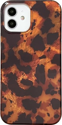 Efitoo Tortoise Shell Phone Case for iPhone 12/12 Pro Cheetach Leopard Print Animal Amber and Black Pattern Protective Shockproof Aesthetic Women Girls Hard Brown Cover (for iPhone 12/12 Pro)