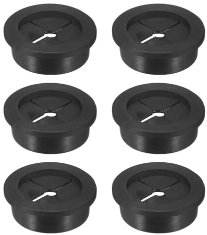 M METERXITY 6er-Pack Gummiringe 35mm Schreibtischdurchführung Schwarz | flexibler Kabeldurchlass, Schutzkabeldurchführung, für Verkabelung, Doppelseitiger, für Kabel/Drahtdurchführung