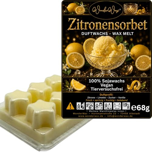 WonderWax® Duftriegel 6 x Duftwachs Sterne Weiß Zitronensorbet | Farbe: Weiß | Raumduft für Duftlampen, Wax Melt, Sojawachs, Indoor Duftöl Wachs schmelzen für Aromalampe