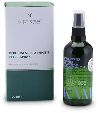 VITALSEE Beruhigender 2 Phasen Pflegespray – Natürliche Pflege für empfindliche & trockene Haut – Mit Aloe Vera & Pflanzenölen – Für Gesicht, Körper & Kopfhaut