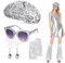 Oerphh 6PCS Disco Costume Set for Women 1970s Disco Accessories with Sequin Beret Hat Sunglasses Earrings Leg Warmers Abba Costume for Retro 70s 80s Theme Party Fancy Dress Up Birthday Dance