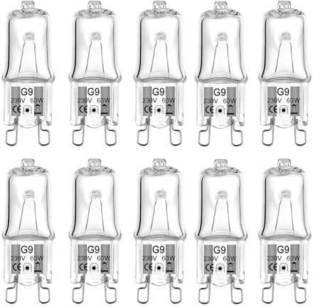 ShuoHui G9 Halogen 60W Dimmable Bulbs 60 W 720LM 2800K Warm White, Clear Glass, G9 Base, Halogen Pin Base Lamp for Cabinet Light, Chandelier (5)