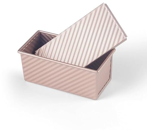 GIOVARA Stampo Per Panes in Cassetta con Coperchio, 1000g Stampo per Pane Antiaderente, Stampos Per Panes Toast ondulato Stampo Per Pane Toast, Panino, Torta 33 x 11 x 11 cm(oro rosa)
