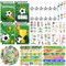 105 Pcs Football Party Bags Fillers Football Party Favors Set with Notepad Pen Football Keychains Stickers
