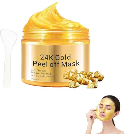 Maschera Viso Oro 24K Peel Off,Gold Peel Off Maschera Viso,Antirughe,Idratante,Pulizia Profonda dei Pori,Rimuove Punti Neri,Rassodante con Collagene e Acido Ialuronico,120ml