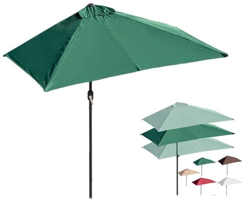 ZYXQQJ 2m/2.5m Wandschirm Halbschirm Balkonschirm Halb Rechteckig Sonnenschirm Blumengarten Terrassenschirm Höhenverstellbarer Sonnenschutz UV50+(Green,200x100cm)