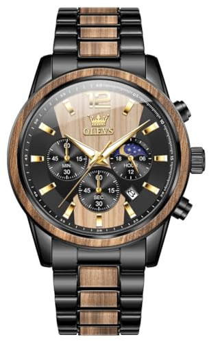 OLEVS Uhr Herren Automatik, Automatik Uhr Herren mit Mondphasenanzeige & Offenem Herzwerk, wasserdichte Herrenuhr Automatik Edelstahl, Uhren Herren für Alltag & Feierlichkeiten