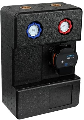 SUNEX® Pumpengruppe für Heizkreis Hydra GPO DN20 mit Hydra Umwälzpumpe 130 mm – Zweiwege-Heizkreisstation mit Thermometern, Rückschlagventil & Wärmedämmung, AG 1″ / IG ¾″, max. 90 °C