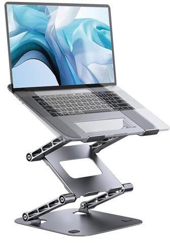 Ergonomic Laptop Stand, Three-tier Foldable Design, Steel Construction Supports Up to 4KG, Portable for Reading and Working on 10-17.3'' Laptops