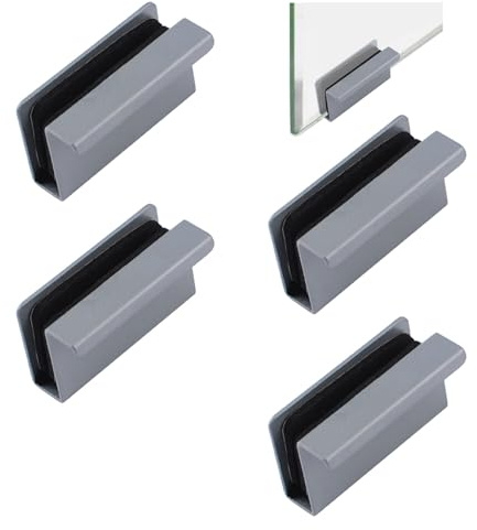 UFURMATE Glas-Fingerkantenzug, Schrankgriff, Glastür-Clips, Schrankriegelklemme, verdeckter Griff für Vitrinentür, Grau, 4 Stück