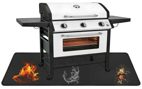 Feuerfeste Unterlage, Hitzeschutzmatte Grillmatte für Holzkohlegrill Gasgrill, Silikon-Glasfaser Faltbare Bodenschutzmatte Grill Matten für Boden, Rasen, Camping, Deckschutz (90x120cm)