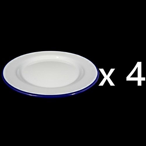Set of 4 Traditional Falcon White Enamel Dinner Plate Roasting Baking (24 cm) by Falcon