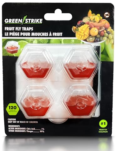 GREENSTRIKE Prefilled Fruit Fly Trap, Clear, 10.16x10.16x10.16 cm