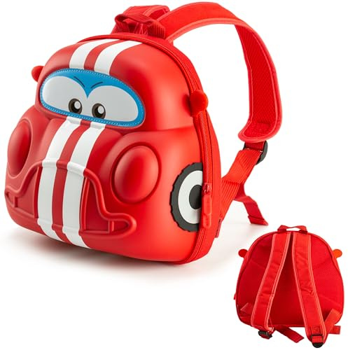 Kiddietotes Kinder-Rucksäcke, Rot/Ausflug, einfarbig (Getaway Solids), Car, Auto