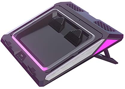IETS GT300 Double blower Laptop Cooling Pad for 14-17 Inch gaming Laptop, Laptop Cooler Pad with Dust filter, flexible rubber ring, colorful lights,Adjustable Mount Stand,Third gear speed