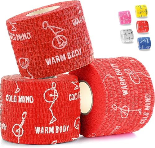 WARM BODY COLD MIND 4,7cm Hook Grip Tape für Gewichtheben - Weightlifting Tape für Crossfit, Krafttraining, Sporttape, Baumwolle Thumb Tape, Daumen Tapen (3 Rollen Rot)