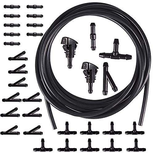 HUAZIZ Universal Scheibenwaschanlage Schlauch, Wischwasserschlauch Reparaturset, Automotive Schlauch, Isolierschlauch, Universal Scheibenwaschanlage Schlauch +30 Stücke Schlauchverbinder+Sprühdüse