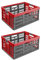 2X Stabile Profi Klappbox 45L - 54 x 37 x 28 cm - Einkaufskiste klappbar mit Soft-griffe - Transportkiste stapelbar Rot/Anthrazit