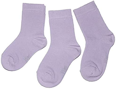 WERI SPEZIALS Baby und Kinder Socken für Mädchen Baumwolle in 3er Set Uni Glatte 3er Pack lila Töne (23-26, Flieder Uni)