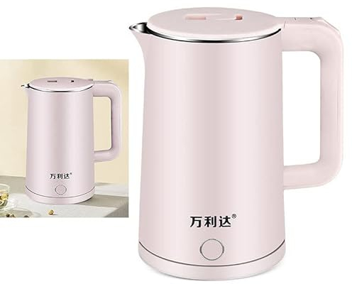 Hervidor Eléctrico, Carcasa Recubierta de Plástico 2.3L 4 Protección de Seguridad Caldera de Agua Eléctrica para Dormitorio (Rosa)