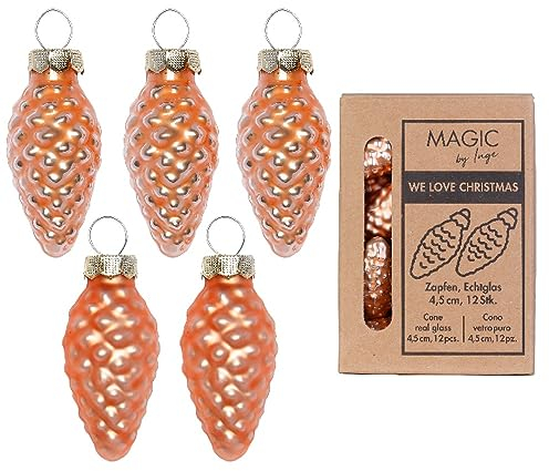 Christbaumschmuck Zapfen Glas 4,5cm 12er Set - Glaszapfen Kiefernzapfen zum Aufhängen Sweet Melon Weihnachtsschmuck - Weihnachtsbaum Anhänger - Tannenzapfen Deko & Weihnachtsbaumschmuck