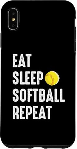 Hülle für iPhone XS Max Eat Sleep Softball Repeat lustig American USA Sports