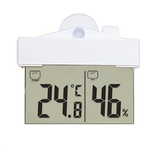 Lancoon Thermomètre Hygromètre Numérique Intérieur Extérieur avec Affichage LCD, Thermomètre sans fil à ventouse, Surveillance en temps réel, Alimenté par piles pour Salon Salle de Bains