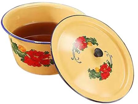 Xistuoz Enamel Mixing Bowl,Vintage Enamel Bowl with Lid - Enamel Dishes Soup Basin, Multifunctional Enamel Ware for Ramen, Rice, Noodle, Cereal