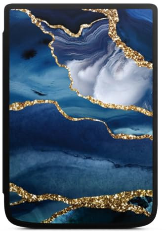 DeinDesign Coque pour liseuse Compatible avec Vivlio Touch HD Plus Etui pour liseuse Protection pour liseuse Marbre Bleu Or & cuivre