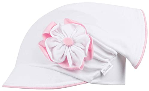 Smarilla Mädchen Mütze Schirmmütze Kopftuch Schildmütze Sommer Baumwolle, Bekleidungsgröße: 54-56, Farbe: Weiß-Rosa