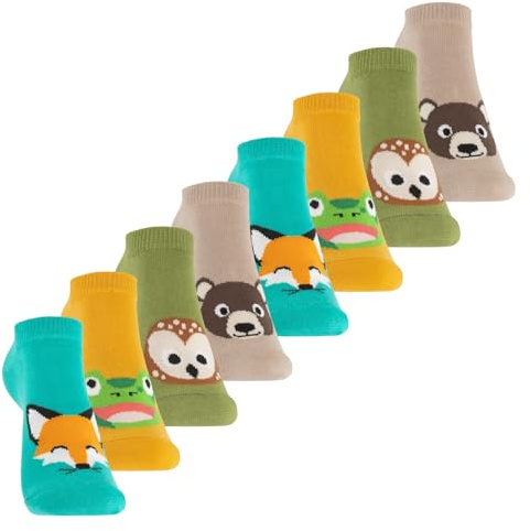 Footstar 8 Paar Kurze Kinder Sneaker Socken & Motiv Socken für Mädchen & Jungen