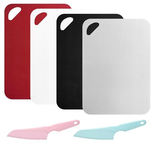 4 Planches À Découper En Plastique, 2 Couteaux En Plastique, Planche À Découper De Cuisine, Planche À Découper Double Face, Planche À Découper, Planche À Découper Flexible