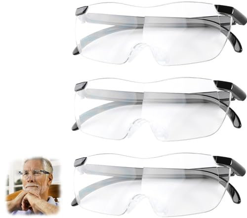 3 unidades 300%,500%, 1000% gafas de aumento, gafas de lectura, lupa de lectura portátil con funda para gafas de cerca, luz azul anti- para costura, artesanía, reparación, lectura, personas mayores -