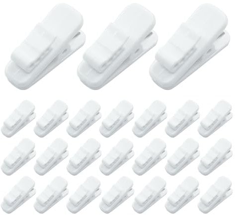 Kemcatui 24Pcs Headphone Wire Clip, White Earphone Cable Clip Mini Lapel Cord Clip, Plastic Headset Clip Holder for Earphone Wire, Microphone Wire, Round Wire