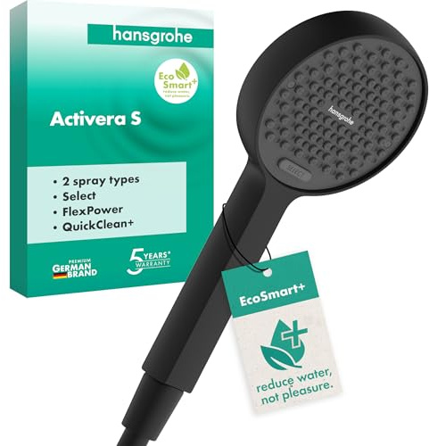 hansgrohe Activera Select S 28034670 Pommeau de douche à économie d'eau 5,7 l/min (EcoSmart+) 2 types de jet Noir mat
