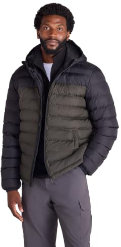 Mountain Warehouse Season Mens Padded Puffer Jacket | Lightweight & Water Resistant Hooded Coat, Tested to -30C, Insulated to keep Warm, Ideal for Winter, Light Rain, Walking