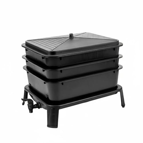 Qianly Compostiera a Lombrichi Odore Ridotto Vermicompostiera Giardino Resistente Agli Agenti Atmosferici Bidone Compost Rubinetto per Giardinieri, Balcone