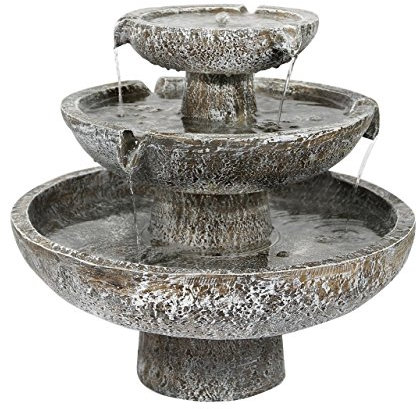 Primrose 42cm Solar Powered Stone Effect Hatfield Cascading 3 Tier Water Fountain Outdoor Patio Modern Feature