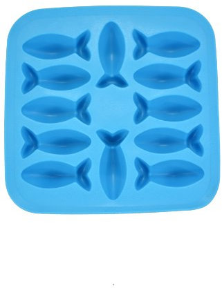 Fairly Odd Novelties Flexibel 12 Formen in Fischform Eiswürfelform blau Gummi Neuheit Gag Geschenk