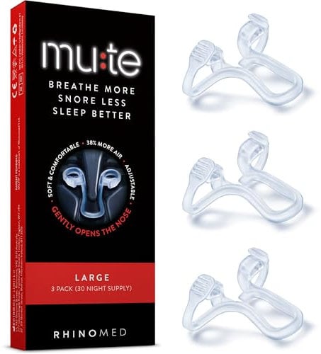Mute Nasal Dilator Snoring Solution | Large 3 Pack | Snore Less & Sleep Better | Nasal Strip Alternative | Comfortable Breathing Aids for Better Sleep & Improved Airflow