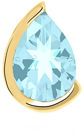 My Gold Anhänger Topas (Ohne Kette) Echtes Gelbgold 585 Gold (14 Karat) Edelstein Blautopas 9mm x 6mm Mary Kay V0012429