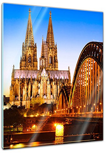 Glasbild - Kölner Dom - Deutschland - 60x80 cm - Deko Glas - Wandbild aus Glas - Bild auf Glas - Moderne Glasbilder - Glasfoto - Echtglas - kein Acryl - Handmade