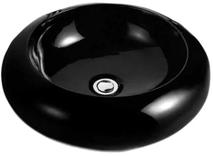 NEG Waschbecken Uno22A (rund) Aufsatz-Waschschale/Waschtisch (schwarz) mit breitem Rand und Nano-Beschichtung